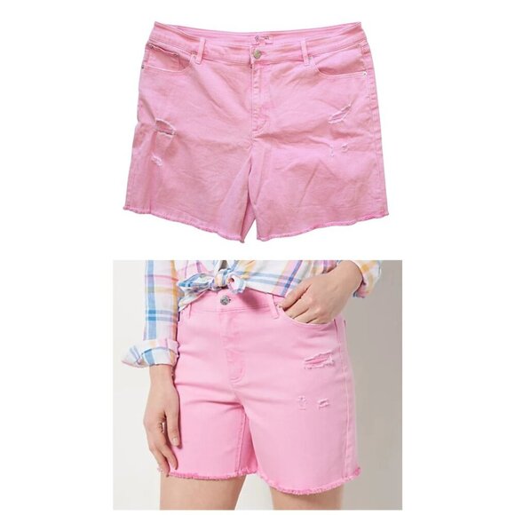 Candace Cameron Bure Pink women's short Size 16 summer high waist Distressed - Picture 1 of 11